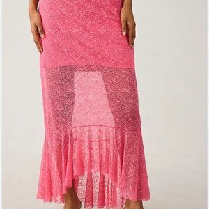 Anthropologie Pink Trumpet Midi Skirt Cocktail